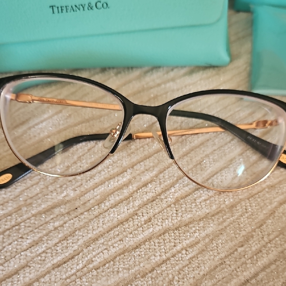 Tiffany & Co. Black and Rose Gold Women's Glasses - Picture 2 of 7